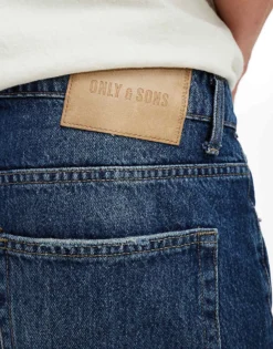 ONLY & SONS Edge Straight Fit Jeans In Mid Wash Blue For Men Dark Blue Denim -Modern Clothing Shop 206299790 4