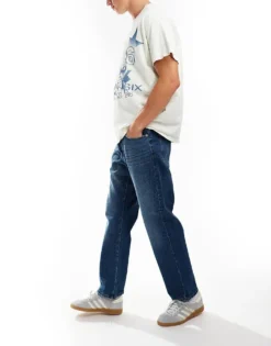 ONLY & SONS Edge Straight Fit Jeans In Mid Wash Blue For Men Dark Blue Denim -Modern Clothing Shop 206299790 5