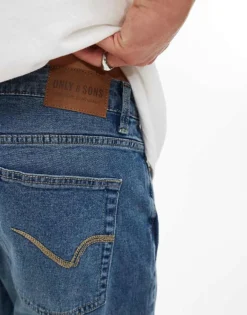 ONLY & SONS Slim Tapered Fit Jeans In Mid Blue Wash For Men Medium Blue -Modern Clothing Shop 206299814 4