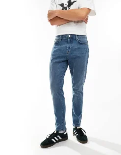 ONLY & SONS Slim Tapered Fit Jeans In Mid Blue Wash For Men Medium Blue -Modern Clothing Shop 206299814 5