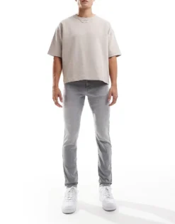 ONLY & SONS Loom Slim Fit Jeans In Washed Grey For Men Light Grey Denim -Modern Clothing Shop 206299866 1 lightgreydenim 1