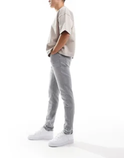 ONLY & SONS Loom Slim Fit Jeans In Washed Grey For Men Light Grey Denim -Modern Clothing Shop 206299866 3