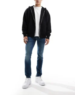 ONLY & SONS Loom Slim Fit Jeans In Mid Blue Wash For Men Dark Med Blue Denim -Modern Clothing Shop 206299912 1 darkmedbluedenim 1