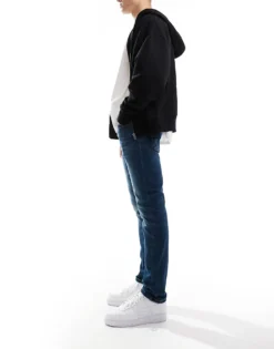 ONLY & SONS Loom Slim Fit Jeans In Mid Blue Wash For Men Dark Med Blue Denim -Modern Clothing Shop 206299912 3