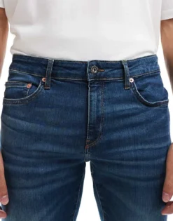 ONLY & SONS Loom Slim Fit Jeans In Mid Blue Wash For Men Dark Med Blue Denim -Modern Clothing Shop 206299912 4