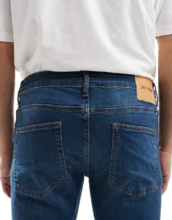 ONLY & SONS Loom Slim Fit Jeans In Mid Blue Wash For Men Dark Med Blue Denim -Modern Clothing Shop 206299912 5