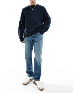 ONLY & SONS Edge Straight Fit Jeans In Dark Washed Blue For Men Med Blue Denim