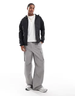 ONLY & SONS Multi Texture Padded Jacket With Hood In Black For Men -Modern Clothing Shop 206299961 4