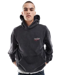 ONLY & SONS Relaxed Fit Hoodie With NY Print In Washed Black For Men -Modern Clothing Shop 206300166 1 black 1