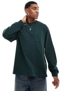 ONLY & SONS Oversized Long Sleeve T-shirt In Washed Green For Men Darkest Spruce -Modern Clothing Shop 206300176 1 darkestspruce 1