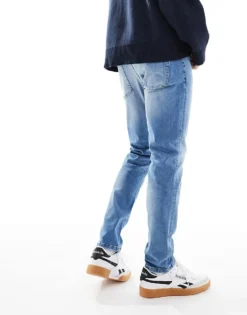 ONLY & SONS Weft Regular Fit Jeans In Mid Blue Wash For Men Light Med Blue Denim -Modern Clothing Shop 206300184 3