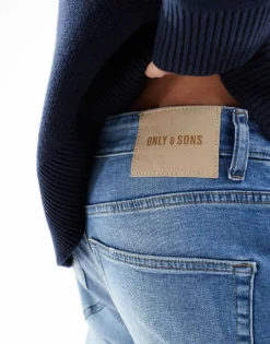 ONLY & SONS Weft Regular Fit Jeans In Mid Blue Wash For Men Light Med Blue Denim -Modern Clothing Shop 206300184 5