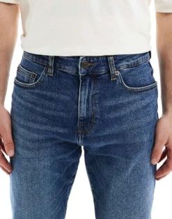 ONLY & SONS Rope Slim Tapered Fit Jeans In Mid Blue Wash For Men Dark Blue Denim -Modern Clothing Shop 206300269 5