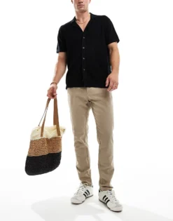 ONLY & SONS Slim Fit Chinos In Beige For Men Chinchilla -Modern Clothing Shop 206300342 4