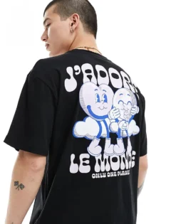 ONLY & SONS Oversized T-shirt With Love Back Print In Black For Men -Modern Clothing Shop 206308932 1 black 1