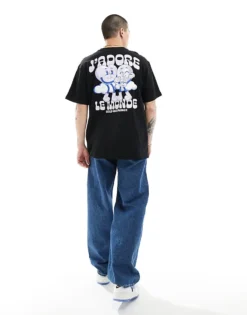 ONLY & SONS Oversized T-shirt With Love Back Print In Black For Men -Modern Clothing Shop 206308932 4