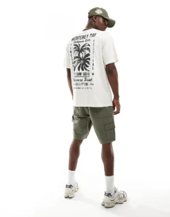 ONLY & SONS Relaxed T-shirt With Palm Tree Back Print In Off White For Men Antique White -Modern Clothing Shop 206308943 3