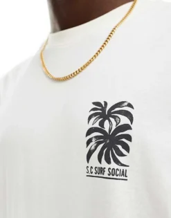 ONLY & SONS Relaxed T-shirt With Palm Tree Back Print In Off White For Men Antique White -Modern Clothing Shop 206308943 4
