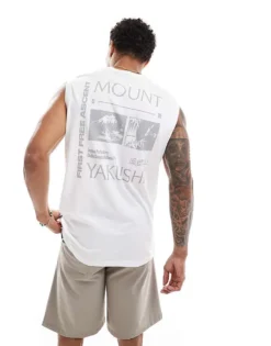 ONLY & SONS Oversized Vest With Yakushi Back Print In White For Men Bright White