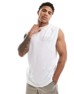 ONLY & SONS Oversized Vest With Yakushi Back Print In White For Men Bright White -Modern Clothing Shop 206308987 4
