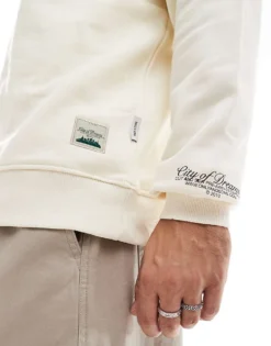 ONLY & SONS High Neck 1/4 Zip Sweater In Cream For Men Antique White -Modern Clothing Shop 206316875 3