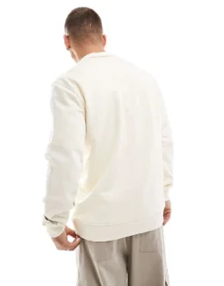 ONLY & SONS High Neck 1/4 Zip Sweater In Cream For Men Antique White -Modern Clothing Shop 206316875 4
