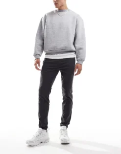 ONLY & SONS Tapered Fit Belted Cargo Trouser In Dark Grey For Men Asphalt