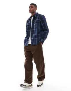 ONLY & SONS Worker Overshirt In Navy Check For Men Dark Navy -Modern Clothing Shop 206317035 4