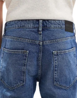 ONLY & SONS Yoke Tapered Fit Jeans In Mid Blue Wash For Men Medium Blue Denim -Modern Clothing Shop 206317043 4