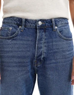 ONLY & SONS Yoke Tapered Fit Jeans In Mid Blue Wash For Men Medium Blue Denim -Modern Clothing Shop 206317043 5