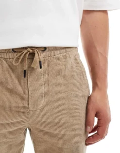 ONLY & SONS Tapered Cord Trouser In Beige For Men Chinchilla -Modern Clothing Shop 206317085 5