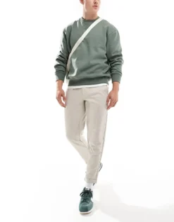 ONLY & SONS Tapered Fit Crop Trouser In Cream For Men Silver Lining -Modern Clothing Shop 206317126 1 silverlining 1