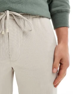 ONLY & SONS Tapered Fit Crop Trouser In Cream For Men Silver Lining -Modern Clothing Shop 206317126 4