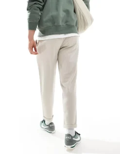 ONLY & SONS Tapered Fit Crop Trouser In Cream For Men Silver Lining -Modern Clothing Shop 206317126 5