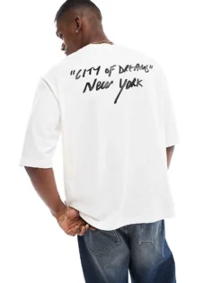 ONLY & SONS T-shirt With New York Print In Washed Stone For Men Cloud Dancer -Modern Clothing Shop 206317140 1 clouddancer 1