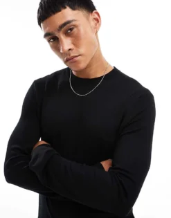 ONLY & SONS Crew Neck Jumper In Black For Men