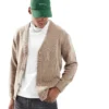 ONLY & SONS Drop Shoulder Knit Cardigan In Taupe For Men Desert Taupe