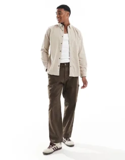 ONLY & SONS Cord Shirt In Beige For Men Silver Lining -Modern Clothing Shop 206317212 3