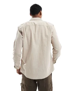 ONLY & SONS Cord Shirt In Beige For Men Silver Lining -Modern Clothing Shop 206317212 4