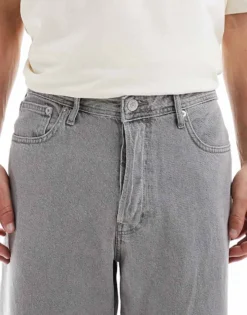 ONLY & SONS Fade Rigid Loose Fit Jeans In Grey For Men Grey Wash -Modern Clothing Shop 206317255 4