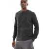 ONLY & SONS Waffle Crew Neck Jumper In Dark Grey For Men Grey Pinstripe