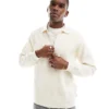 ONLY & SONS Long Sleeve 1/4 Zip Polo Top In Cream For Men Antique White