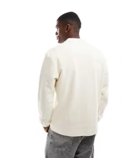 ONLY & SONS Long Sleeve 1/4 Zip Polo Top In Cream For Men Antique White -Modern Clothing Shop 206317413 4