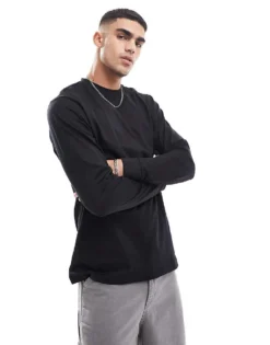 ONLY & SONS Long Sleeve T-shirt In Black For Men -Modern Clothing Shop 206317421 1 black 1