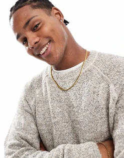 ONLY & SONS Textured Crew Neck Knit In Beige For Men Silver Lining