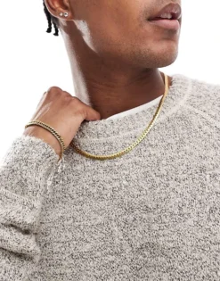 ONLY & SONS Textured Crew Neck Knit In Beige For Men Silver Lining -Modern Clothing Shop 206317505 4