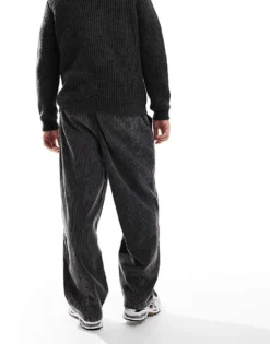 ONLY & SONS Loose Fit Cord Trouser In Washed Grey For Men Grey Pinstripe -Modern Clothing Shop 206343682 4