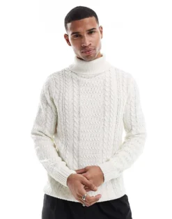 ONLY & SONS Chunky Roll Neck Knit In Cream For Men Cloud Dancer -Modern Clothing Shop 206343684 1 clouddancer 1