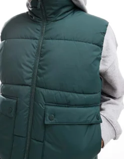 ONLY & SONS Padded Utility Gilet In Teal For Men Darkest Spruce -Modern Clothing Shop 206343701 4