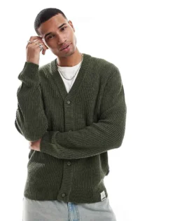 ONLY & SONS Ribbed Knit Cardigan In Green For Men Balsam Green
